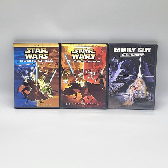 Other - Star Wars Clone Wars DVD Lot Blue Harvest Animated Collection 3 Movies